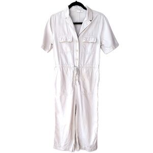 GAP Short Sleeve Carl Stone Gray Cotton Lyocell Utility Jumpsuit Size 0